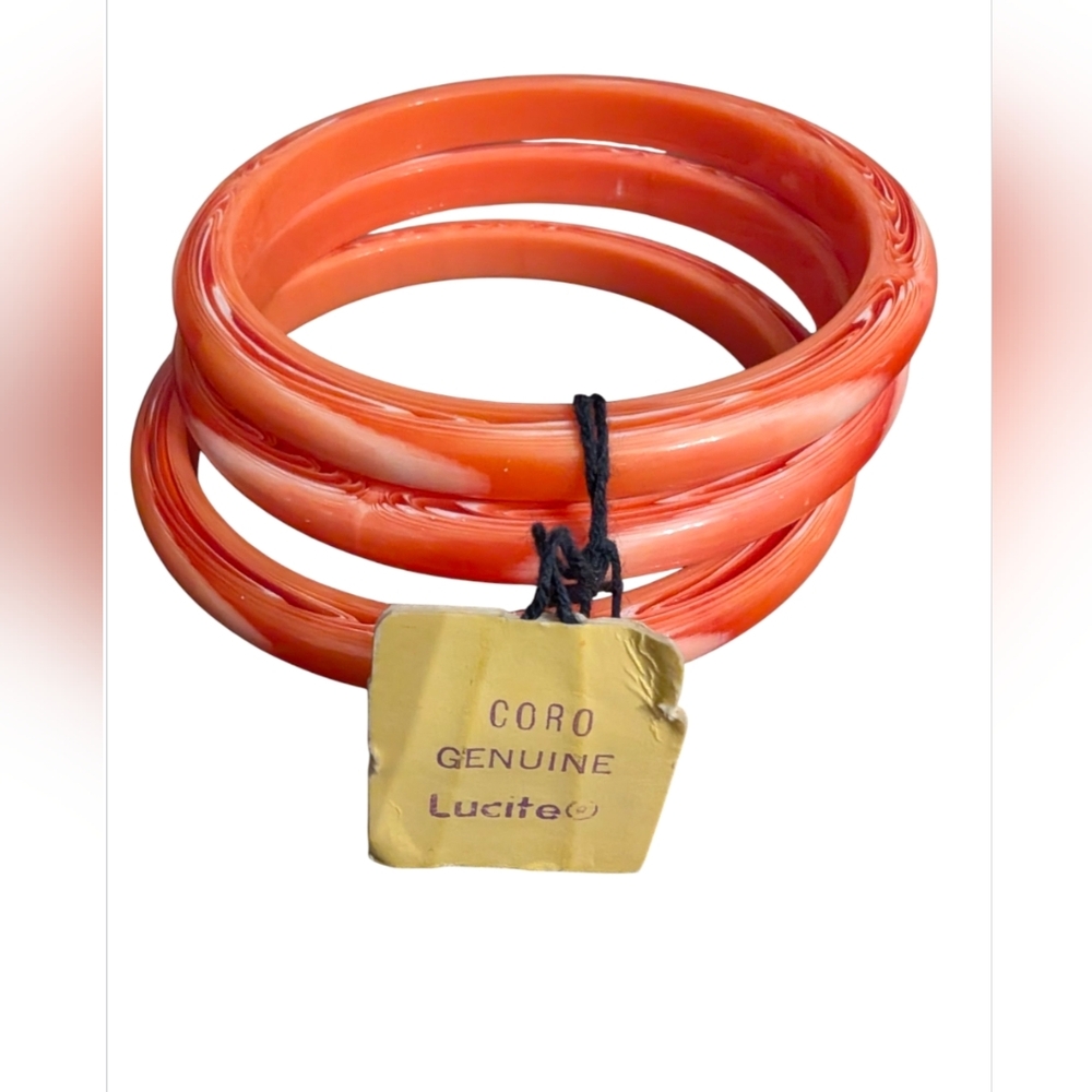 CORO Lucite Bangles, 1960's Swirl Bracelet